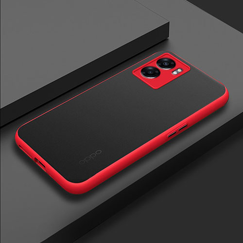 Silicone Transparent Frame Case Cover for Oppo A56S 5G Red