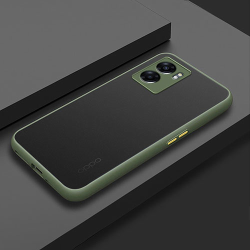 Silicone Transparent Frame Case Cover for Oppo A57 5G Army green