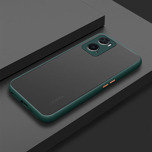 Silicone Transparent Frame Case Cover for Oppo A76 Midnight Green