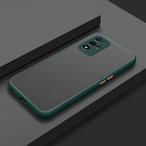 Silicone Transparent Frame Case Cover for Oppo A93s 5G Midnight Green