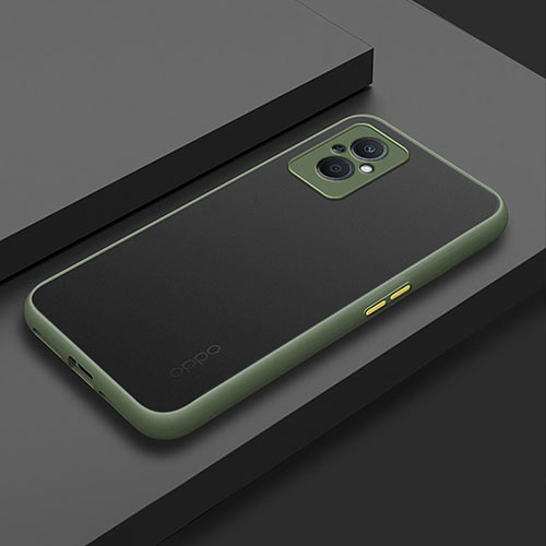 Silicone Transparent Frame Case Cover for Oppo A96 5G Army green