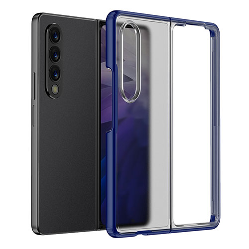 Silicone Transparent Frame Case Cover for Samsung Galaxy Z Fold3 5G Blue