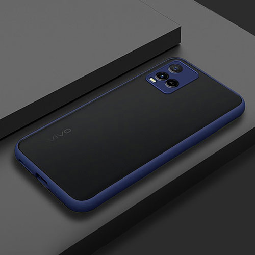 Silicone Transparent Frame Case Cover for Vivo Y33s Blue