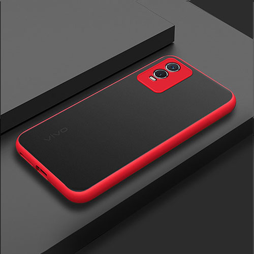 Silicone Transparent Frame Case Cover for Vivo Y74s 5G Red