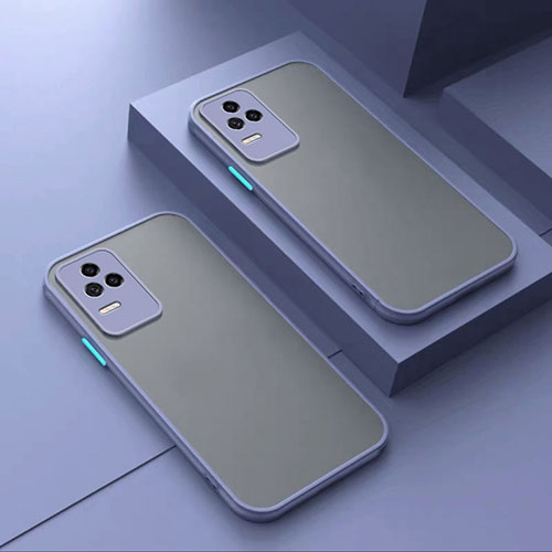 Silicone Transparent Frame Case Cover for Xiaomi Redmi K40S 5G Lavender Gray