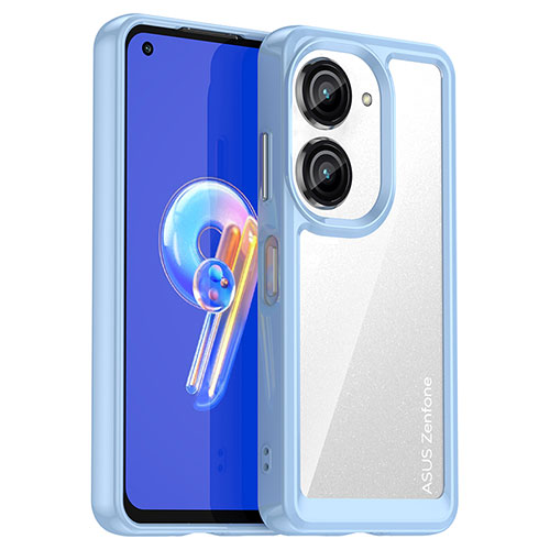 Silicone Transparent Frame Case Cover J01S for Asus Zenfone 9 Blue