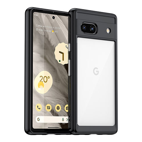 Silicone Transparent Frame Case Cover J01S for Google Pixel 7a 5G Black