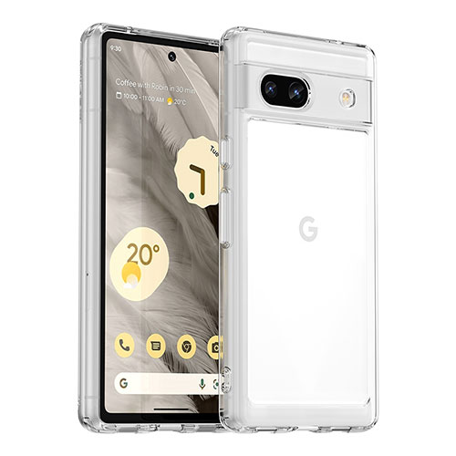 Silicone Transparent Frame Case Cover J01S for Google Pixel 7a 5G Clear