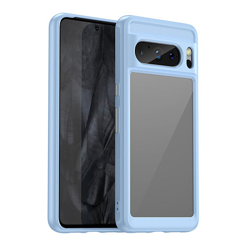 Silicone Transparent Frame Case Cover J01S for Google Pixel 8 Pro 5G Sky Blue