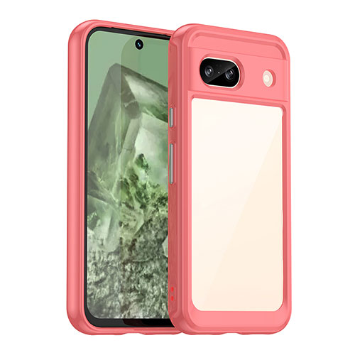 Silicone Transparent Frame Case Cover J01S for Google Pixel 8a 5G Red