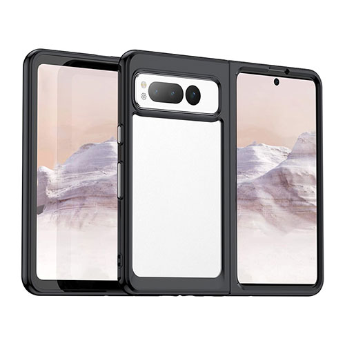 Silicone Transparent Frame Case Cover J01S for Google Pixel Fold 5G Black