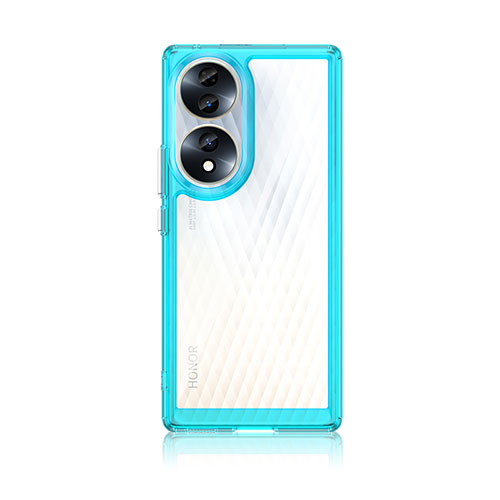 Silicone Transparent Frame Case Cover J01S for Huawei Honor 70 5G Blue