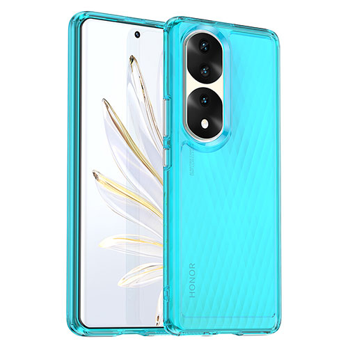 Silicone Transparent Frame Case Cover J01S for Huawei Honor 70 Pro 5G Blue