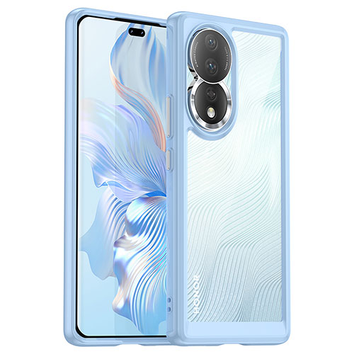 Silicone Transparent Frame Case Cover J01S for Huawei Honor 80 5G Sky Blue