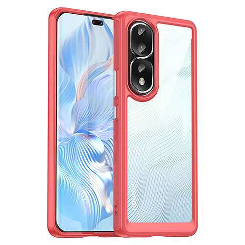 Silicone Transparent Frame Case Cover J01S for Huawei Honor 80 Pro 5G Red