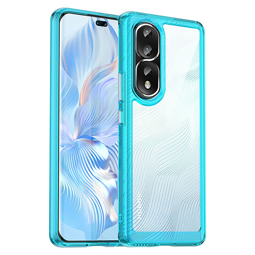 Silicone Transparent Frame Case Cover J01S for Huawei Honor 80 Pro Flat 5G Blue