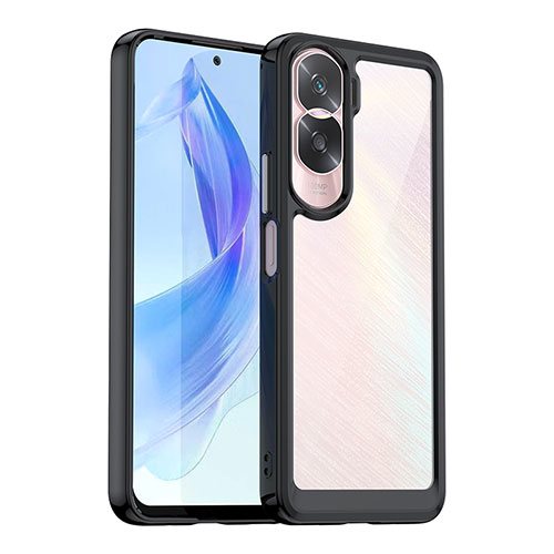 Silicone Transparent Frame Case Cover J01S for Huawei Honor 90 Lite 5G Black