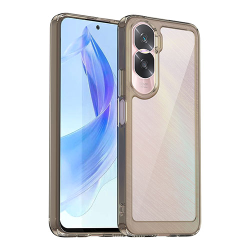 Silicone Transparent Frame Case Cover J01S for Huawei Honor 90 Lite 5G Gray