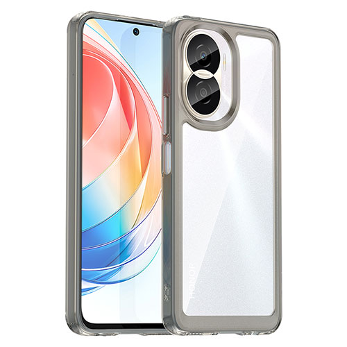 Silicone Transparent Frame Case Cover J01S for Huawei Honor X40i 5G Gray