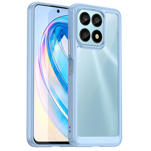 Silicone Transparent Frame Case Cover J01S for Huawei Honor X8a 4G Sky Blue