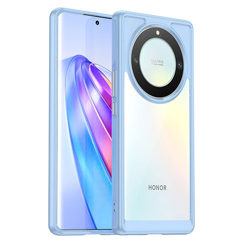 Silicone Transparent Frame Case Cover J01S for Huawei Honor X9a 5G Sky Blue