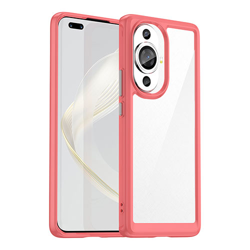 Silicone Transparent Frame Case Cover J01S for Huawei Nova 11 Pro Red