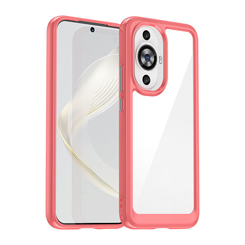 Silicone Transparent Frame Case Cover J01S for Huawei Nova 11 Red