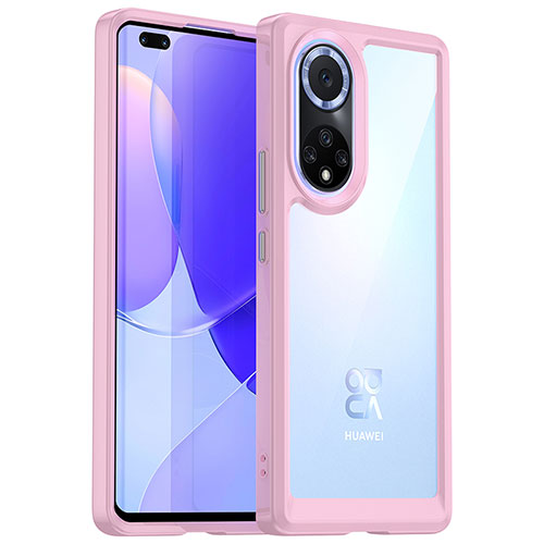 Silicone Transparent Frame Case Cover J01S for Huawei Nova 9 Pro Pink