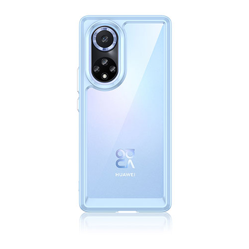 Silicone Transparent Frame Case Cover J01S for Huawei Nova 9 Sky Blue