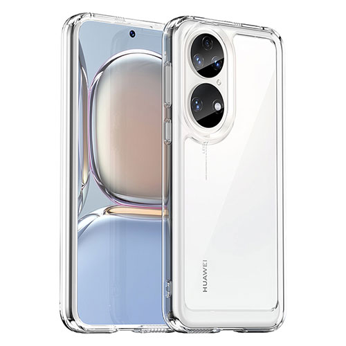 Silicone Transparent Frame Case Cover J01S for Huawei P50 Clear