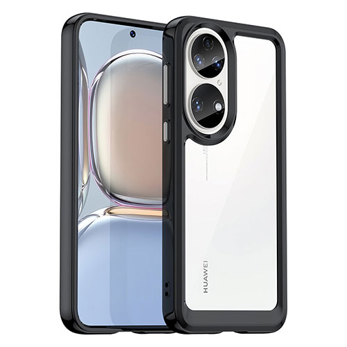 Silicone Transparent Frame Case Cover J01S for Huawei P50 Pro Black