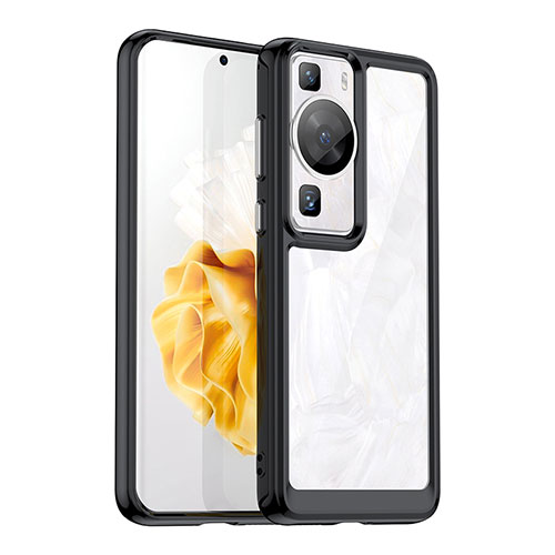 Silicone Transparent Frame Case Cover J01S for Huawei P60 Black