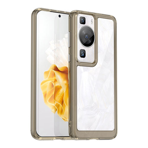 Silicone Transparent Frame Case Cover J01S for Huawei P60 Gray