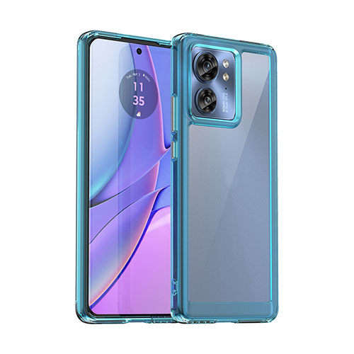 Silicone Transparent Frame Case Cover J01S for Motorola Moto Edge (2023) 5G Cyan