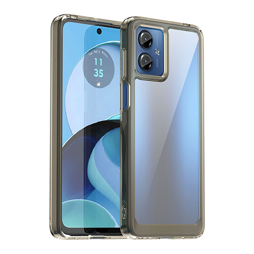 Silicone Transparent Frame Case Cover J01S for Motorola Moto G14 Gray