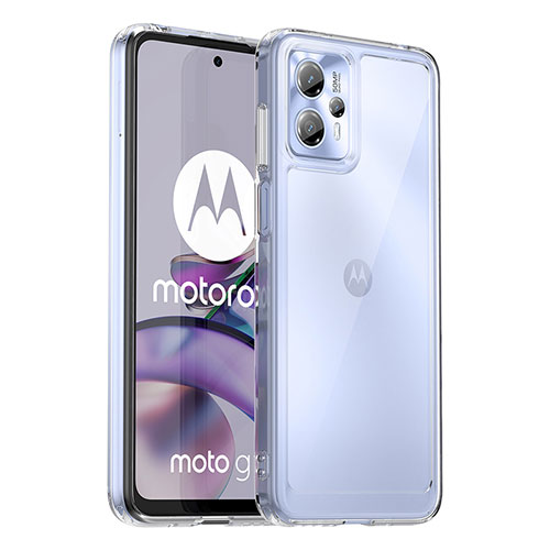 Silicone Transparent Frame Case Cover J01S for Motorola Moto G23 Clear