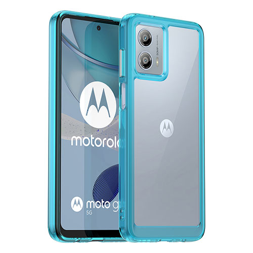 Silicone Transparent Frame Case Cover J01S for Motorola Moto G53 5G Blue