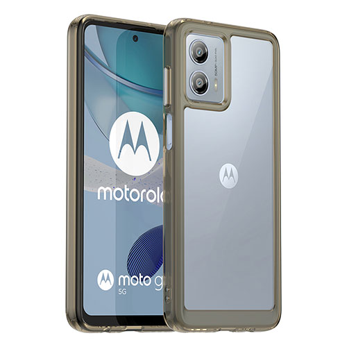 Silicone Transparent Frame Case Cover J01S for Motorola Moto G53 5G Gray