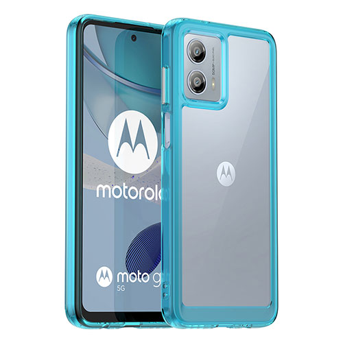 Silicone Transparent Frame Case Cover J01S for Motorola Moto G53y 5G Blue