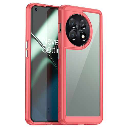 Silicone Transparent Frame Case Cover J01S for OnePlus 11 5G Red