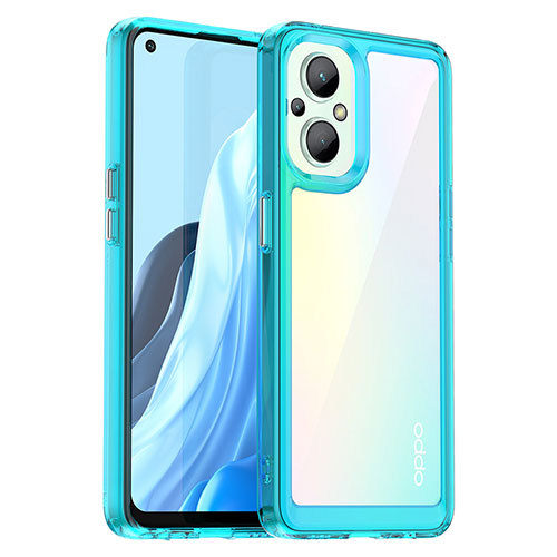 Silicone Transparent Frame Case Cover J01S for OnePlus Nord N20 5G Cyan