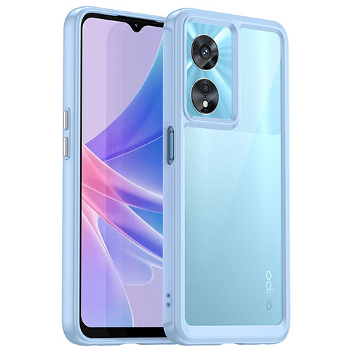 Silicone Transparent Frame Case Cover J01S for Oppo A1 Pro 5G Blue