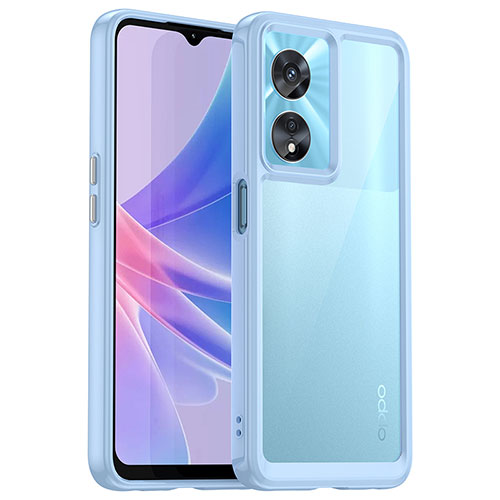Silicone Transparent Frame Case Cover J01S for Oppo A1x 5G Blue