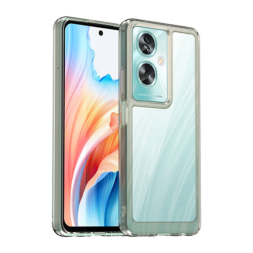 Silicone Transparent Frame Case Cover J01S for Oppo A2 5G Gray