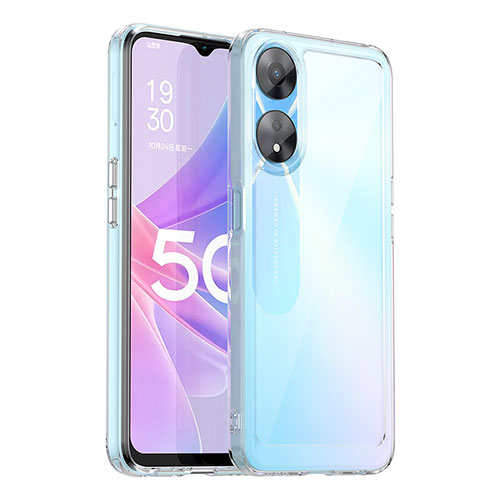 Silicone Transparent Frame Case Cover J01S for Oppo A58 5G Clear