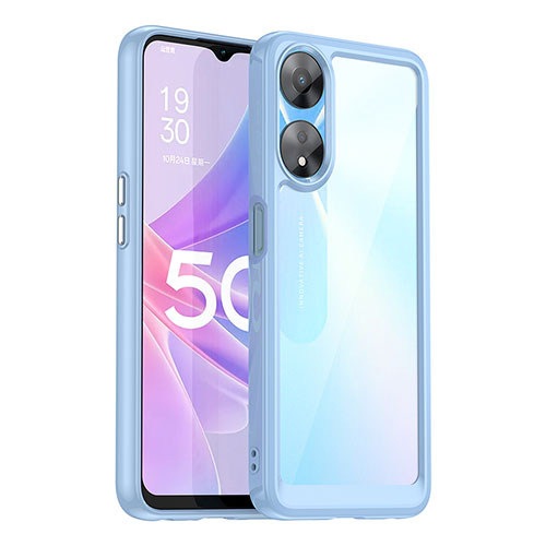 Silicone Transparent Frame Case Cover J01S for Oppo A78 5G Blue