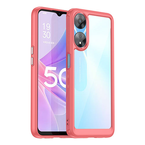 Silicone Transparent Frame Case Cover J01S for Oppo A78 5G Red