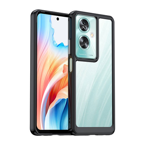 Silicone Transparent Frame Case Cover J01S for Oppo A79 5G Black