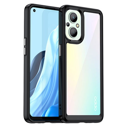 Silicone Transparent Frame Case Cover J01S for Oppo A96 5G Black