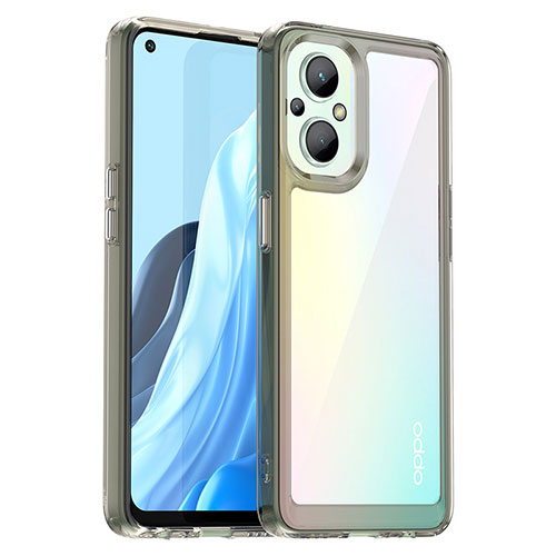 Silicone Transparent Frame Case Cover J01S for Oppo A96 5G Gray